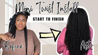 HOW TO INSTALL MINI TWISTS ON NATURAL HAIR *START TO FINISH* | CURLCODEBLACK