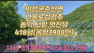 #143 의성가음부동산 계곡안 확트인 2층농막 편백나무마감 하우스(창고) 채소밭 418평 3900만 (당9.3만) 침대쇼파 노래방시설 전기인입 자연인 주말농장용 #의성땅#2층농막