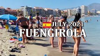 FUENGIROLA BEACH WALK, Malaga Spain - July 2021, Latest Updates Walk Tour, Costa Del Sol [4K]