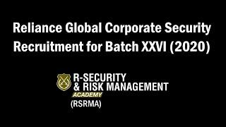 Recruitment for Reliance Global Corporate Security Basic Course