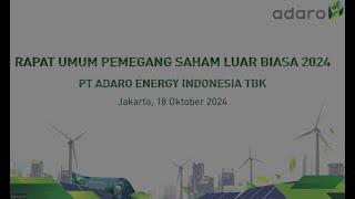 RUPSLB PT. ADARO ENERGY INDONESIA (AAI ), JAKARTA, 18 OKTOBER 2024. #adaro