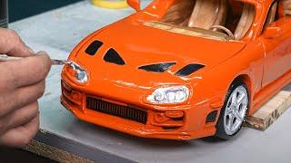 Model Car - Brian's 1994 Toyota Supra MK IV from Fast and Furious Out of Wood | ASMR Woodworking