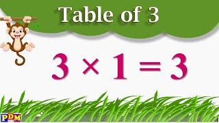 Table of 3 | Table of Three | Learn Multiplication Table of 3 x 1 = 3 | 3 ka Times Tables Practice,