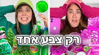 אתגר 24 שעות צבע אחד בלבד!!! ירוק VS. ורוד הכי קשה בעולם 