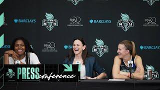 Sandy Brondello, Sabrina Ionescu, and Jonquel Jones Press Conference | Liberty vs. Sky