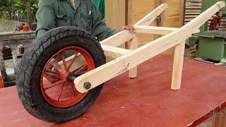 Woodworking Project Combined With Old Moto Wheel // How To Make The Easiest wheelbarrow - DIY