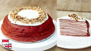 TANPA Oven! Resep MILLE CREPE CAKE RASA RED VELVET: Lembutnya Berlapis!