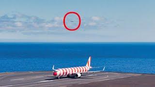 DOUBLE CONDOR RED STRIPS Takeoff & Close Landing at Madeira Airport