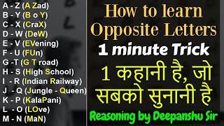 Trick to learn Opposite Alphabets | Opposite Letters | One minute trick | Reasoning by Deepanshu Sir