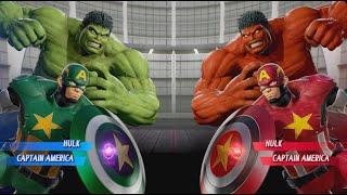 Hulk and Green Captain America vs Red Hulk and Captain America - MARVEL VS. CAPCOM: INFINITE