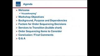 Transition Order Sequencing Workshop