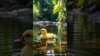 بطه صغيره تعوم في بحيره التماسيح