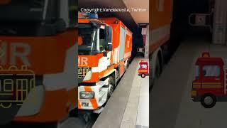 #Firetruck on rails #Zweiwegefahrzeug #Feuerwehr #Frankfurt #Firetrain #firetruckonrails #tram #fire