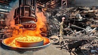 Amazing Iron bars Manufacturing process From Metal Scrap Recycling Inside Factory | Steel Production