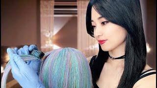 [ASMR] Hair Dye with Hair Chalk and Tinsels ~ Unicorn Style