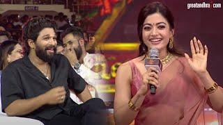 Rashmika Mandanna Speech | Pushpa's WILDFIRE Event in Chennai | Allu Arjun | Sukumar | greatandhra