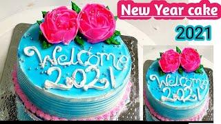 New Year Cake|Pineapple cakerecipe with new shading effect|New Year Theme Cake