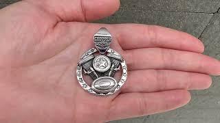 Harley Chopper Engine Sterling Silver Biker Pendant