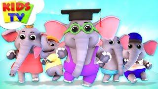 Five Little Elephants | Junior Squad Cartoons | Songs for Babies & Kids Rhymes - Kids TV