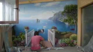 Художественная роспись стены (Speed wall painting) [HD]