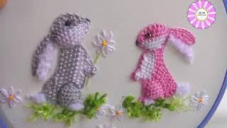 Bunny 3D Embroidery | Sweet couple| Buttonhole Filling