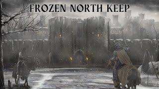 FROZEN NORTH KEEP | Snowfall, Crackling Torches, Ambient Fantasy Music | ASMR