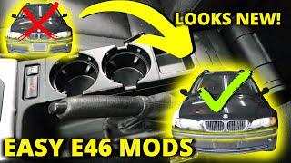 Top 5 E46 Mods to make your car look NEW again! (License plate delete, trim restoration, + more!)