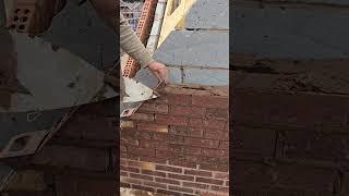 bricking up a cut up on the angle with string line . #construction #satisfying #brick #bricklaying
