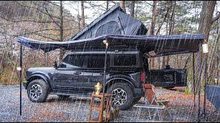 Solo Car camping in the heavy rain | iKamper BDV, iKamper  270 awning  | no talking camping ASMR