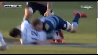 A Legal Dump Tackle In Rugby - Perfectly Executed