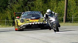 Kawasaki Ninja H2 vs RSS GT-M Protech P92 F6 - Porsche 992 GT3R - at Old SPA