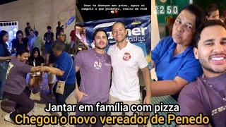 Lucas Guimarães compra as bebidas pra família comemorar e parabeniza seu primo - Jantar na pizzaria