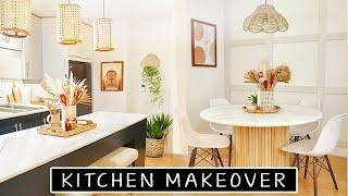 Extreme DIY Kitchen Makeover (Rental Friendly) | diy countertops, diy table, diy lighting & more!