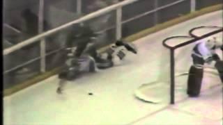 Goalie Steve Carroll plays in 1977 State High School Hockey Tournament - Edina-East vs Roseau