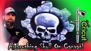 Airbrushing A Skull On Canvas