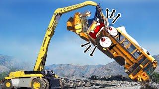 Amazing Dangerous Powerful Excavator Destroy Car - Heavy Equipment Machines Working