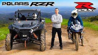 Suzuki GSX-R vs Polaris RZR: DRAG RACE OFF-ROAD