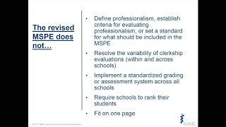 The Redesign of the Medical Student Performance Evaluation (MSPE)—IME Grand Rounds