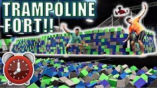 24 HOUR OVERNIGHT CHALLENGE IN TRAMPOLINE PARK!!(*EPIC FOAM FORT*)!!