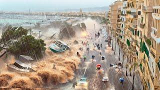 Spanien heute! Sturmflut wie Tsunami trifft Mallorca, Stadt überschwemmt, Europa ist schockiert