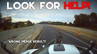 AMERICAN TRUCK DRIVERS DASH CAMERAS | Merging Miscalculated, Truck Runs Car Out Of Road, CRASH! #195