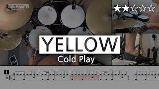 [Lv.04] Yellow - Cold Play  () | Drum Cover, Score, Sheet Music, Lessons, Tutorial | DRUMMATE