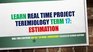 LEARN REAL TIME PROJECT TEREMIOLOGY term 17 estimation