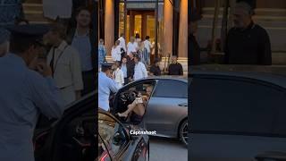 BEAUTIFUL LADY IN RED ARRIVES WITH MERCEDES BENZ AT CASINO #monaco #supercars #viral #trending #fyp