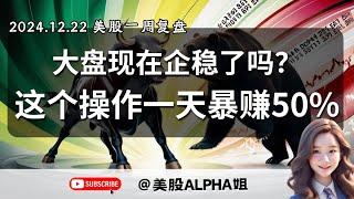 【美股Alpha姐】2024.12.22 一周美股复盘｜大盘站稳了吗？下周关键点位&走势分析｜这个操作让我一天暴赚50%