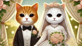 ️Adorable Cat Wedding: Ginger Groom & White Bride in Stunning Outfits!"#catsvideos #funny #cats