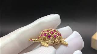 Cartier 18k Yellow Gold and Ruby Turtle Pin Brooch