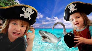 PiRATE FAMiLY  vs  SHARKS   Adley & Niko lost at sea! the floor is water! abandoned ship escape!