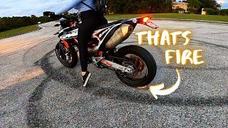 GIRLFRIEND DOES BURNOUT ON MY SUPERMOTO | Mr2Moto