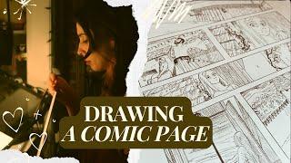 Drawing a Page from my Medieval Comic | Studio Art Vlog